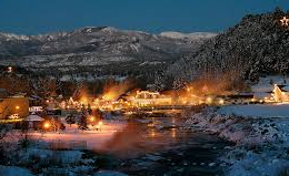 pagosa springs illuminated at night